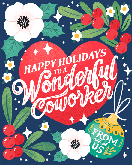 holiday season wonderful coworker heart sparkles berries bauble holly