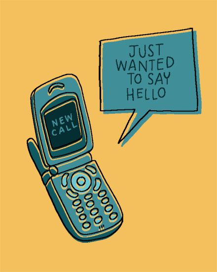 cellphone hello just because card phone call hello message