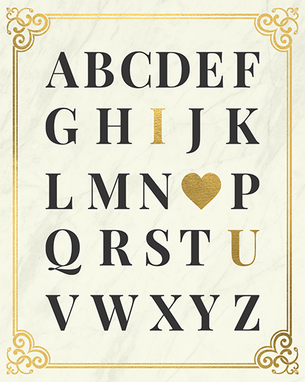 love card abc gold texture marble