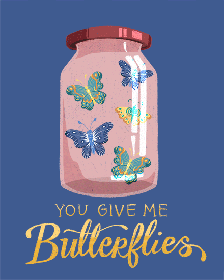love butterflies jar insect card