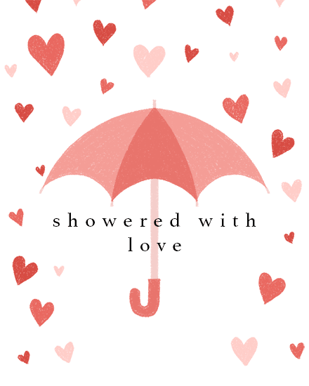 love rain showered hearts umbrella card