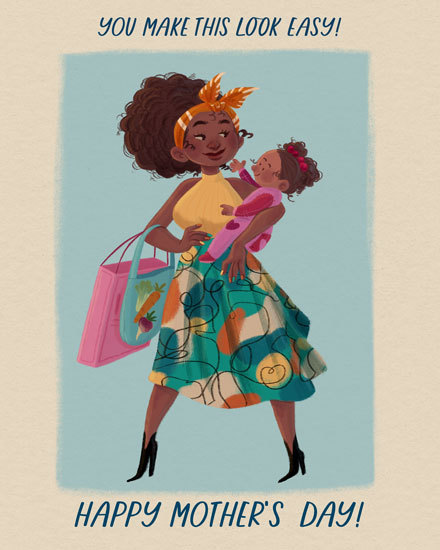 mother's day mothers day card strong mom woman baby