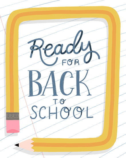 Hand-lettered “Ready for Back to School” on lined paper with pencil border