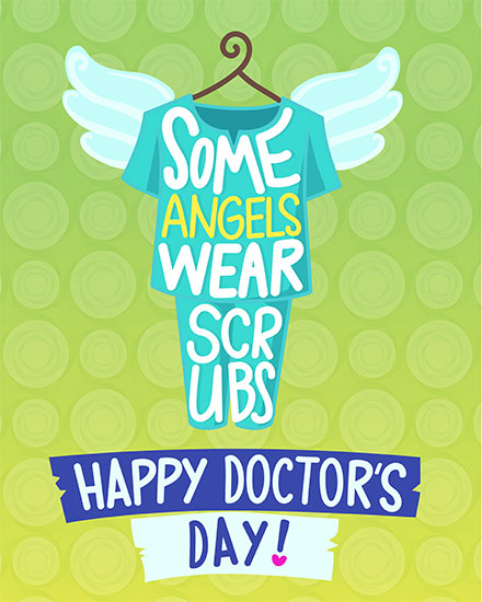 doctor in scrubs national doctors' day angel wings medical professional appreciation