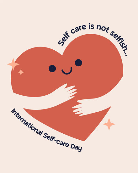 International Self Care Day hugs self-care heart