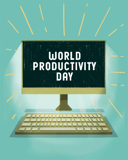miscellaneous card  World Productivity Day computer shine