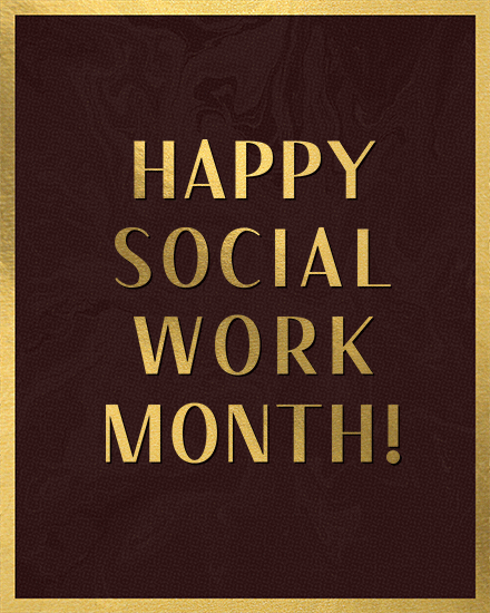 miscellaneous card Happy Social Work Month gold spark texture