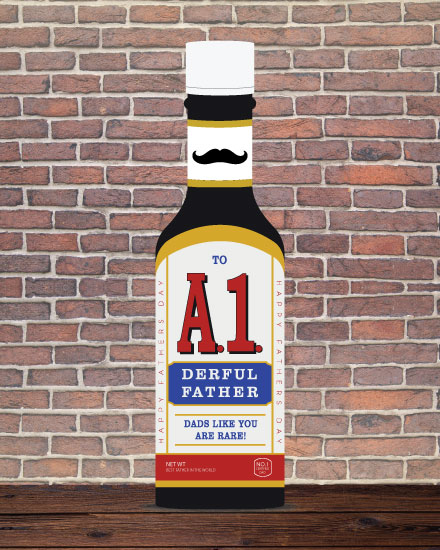 father's day fathers day card a1-derful dad steak sauce bottle