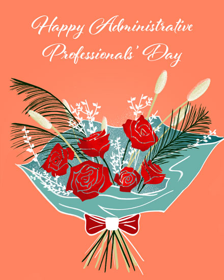 administrative professionals' day admin day card bouquet of roses