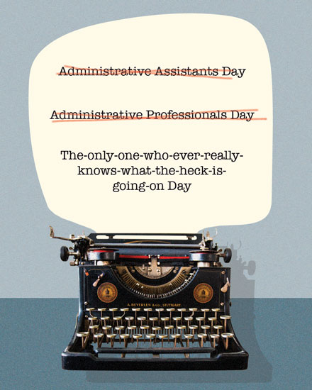 administrative professionals' day administrative professionals day card typewriter