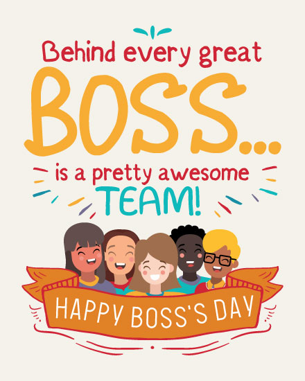 boss's day boss day card behind every great boss is awesome team poc