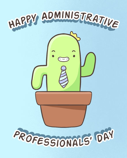 administrative professionals' day admin day card cactus plant