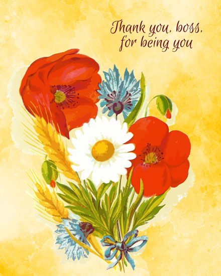 boss's day boss day card floral bouquet for boss artsy