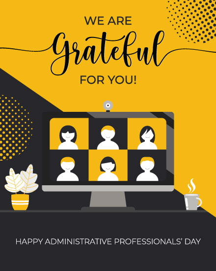 administrative professionals' day admin day card grateful for you zoom