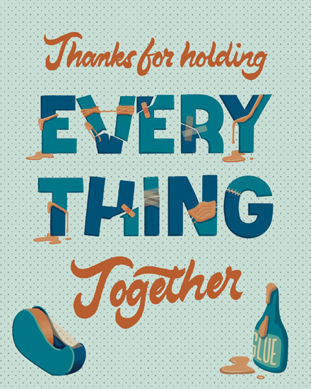 administrative professionals' day admin day card thanks for holding everything together