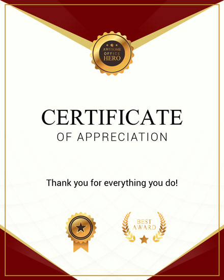 administrative professionals' day admin day card maroon gold certificate of appreciation