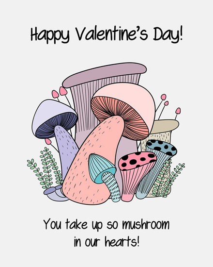 valentine's day happy valentines day card so mushroom in our hearts