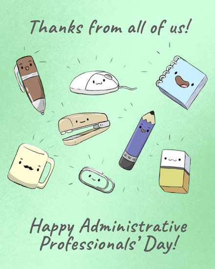 administrative professionals' day admin day card thanks from all of us