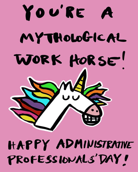 administrative professionals' day admin day card youre a mythological work horse