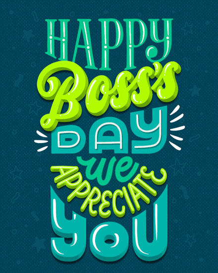 boss's day boss day card we appreciate you boss