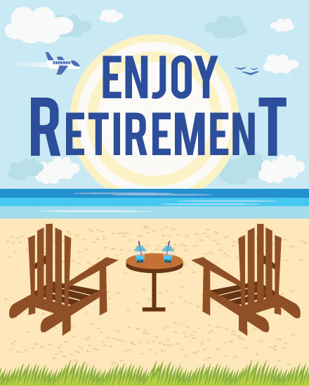 retirement card adirondack chairs beach seaside retire retiring retiree retired