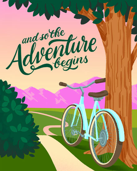 retirement adventure begins gg bike bicycle tree mountains bush sky