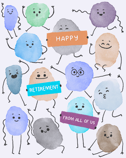 blob characters retirement card shapes retire retiring retiree retired