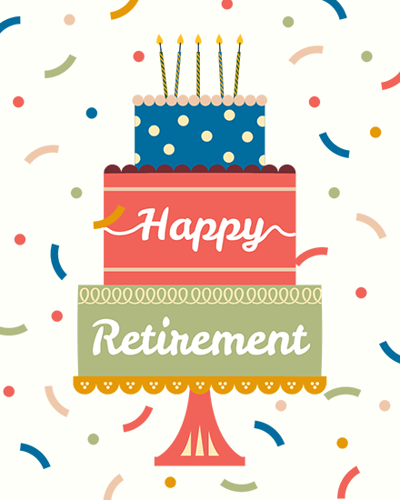 retirement colorful cake confetti
