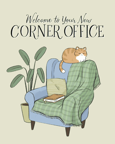 retirement couch office boss manager cat book reading 