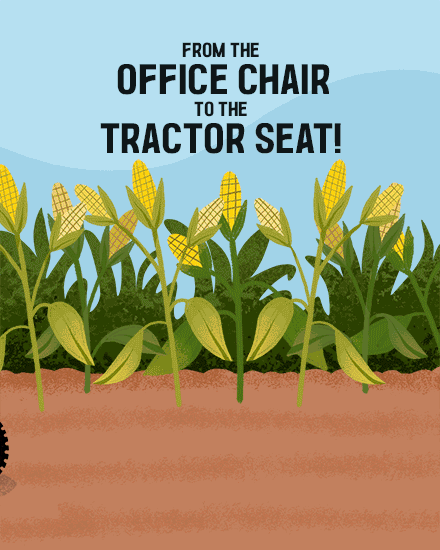 retirement farmer corn field tractor
