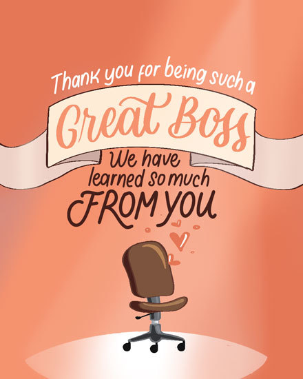 great boss chair retirement card ribbon heart retire retiring retiree retired