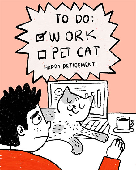 retirement card pet cat retire cup laptop retire retiring retiree retired