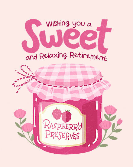 retirement sweet raspberry jam country gingham checker checkerboard checkered pattern farm farmhouse rasberry raspberries flowers mason jar  retired