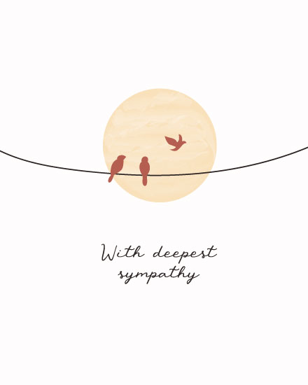sympathy card birds on wire bereavement death grief