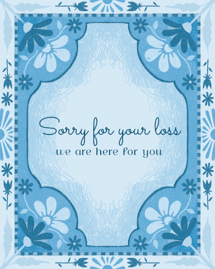 sympathy blue flowers pattern frame grief