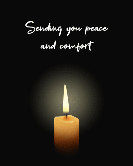 sympathy card sending you peace and comfort animated candle bereavement death grief