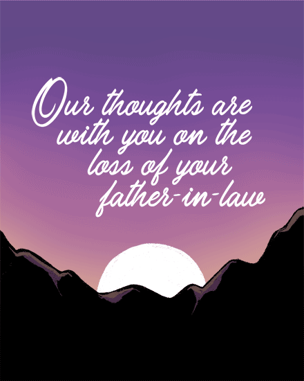 sympathy card fatherinlaw thoughts loss mountain sun bereavement death grief