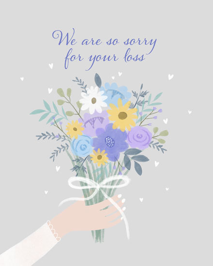 floral bouquet GG sympathy card heart hand bereavement death grief