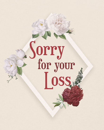 sympathy card floral frame loss bereavement death grief