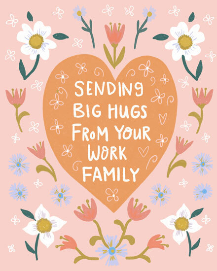 sympathy heart sending hugs work colleague coworker card  death bereavement grief