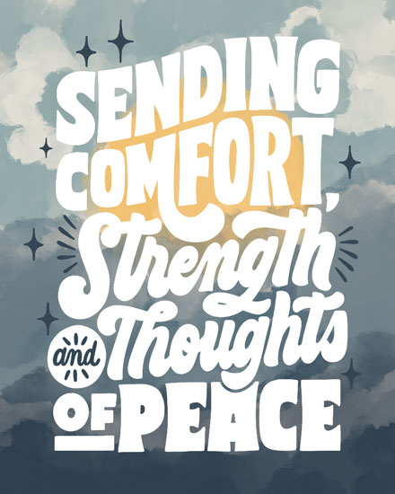 sympathy card sending comfort strength and thoughts of peace bereavement death grief