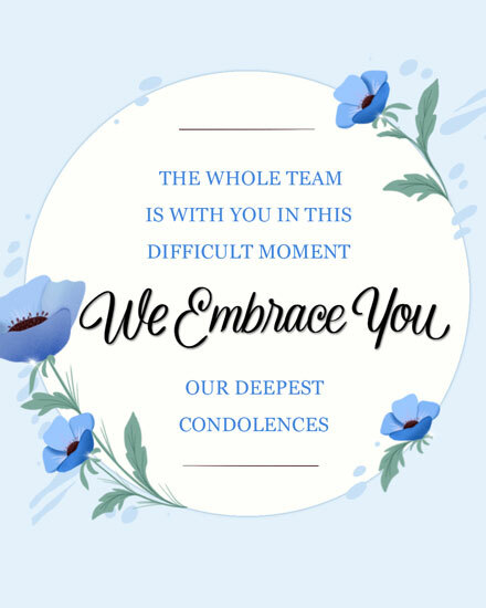 sympathy we embrace you blue flowers