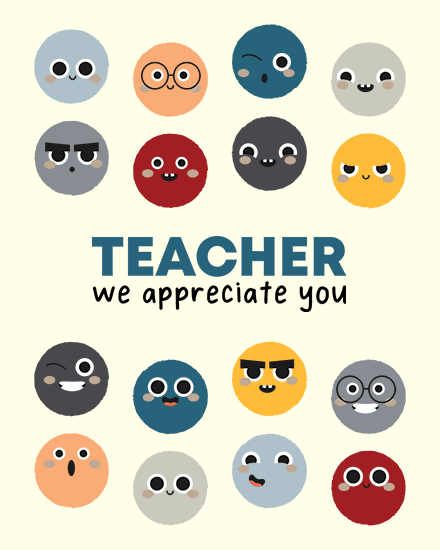 teacher appreciation teacher appreciation card circle faces smile