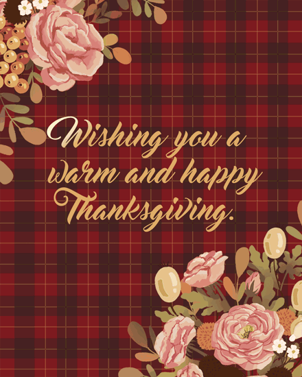 thanksgiving floral pink roses plaid checkered flannel