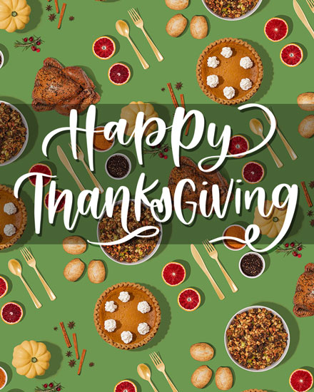 thanksgiving card happy thanksgiving food pattern