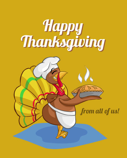 thanksgiving card happy thanksgiving turkey baking pie