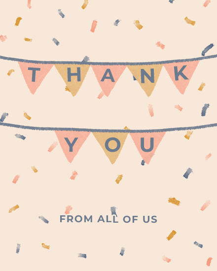 confetti bunting thank you card