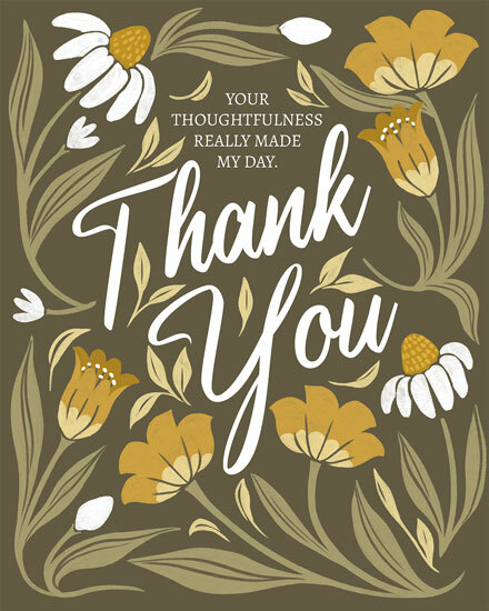 thank you floral typography