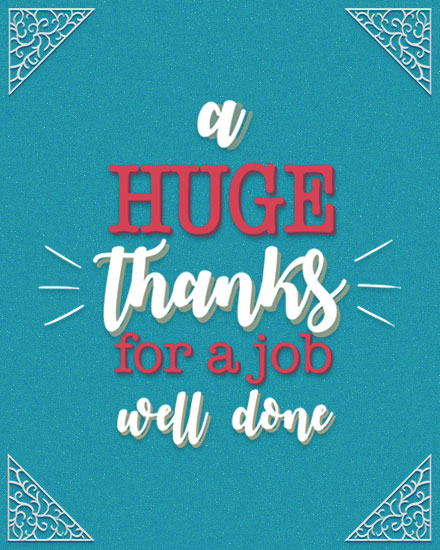 thank you card huge thanks frame job well done