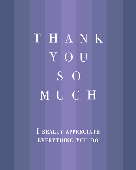 Purple-striped greeting card with 'Thank You So Much' text in white.